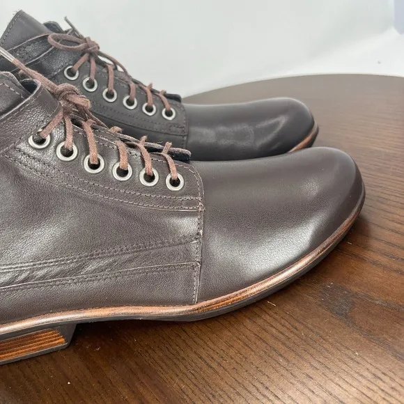 Naot Kona Ankle Boot Womens 38 / 7 Brown Leather Comfort Side Zip Lace up Buckle